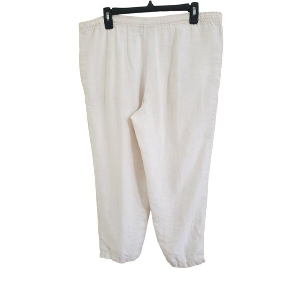 Studio Works Petite Womens Capri Pants 100% Linen Beige Size PS - Picture 3 of 5